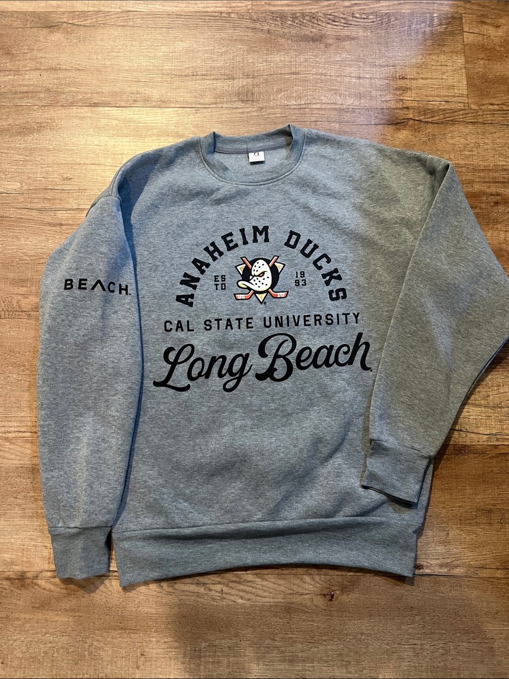 Cal State Long Beach Anaheim Ducks Gray Crewneck Sweatshirt